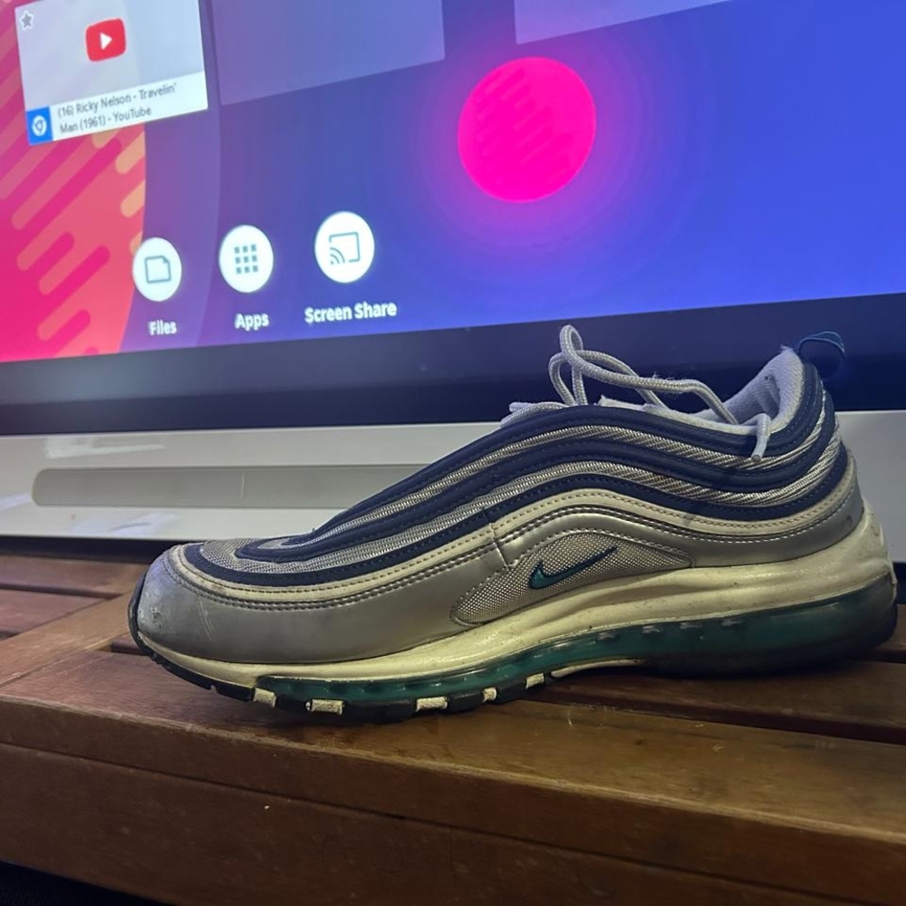 Nike Silver and Blue Air Max 97 Sneakers